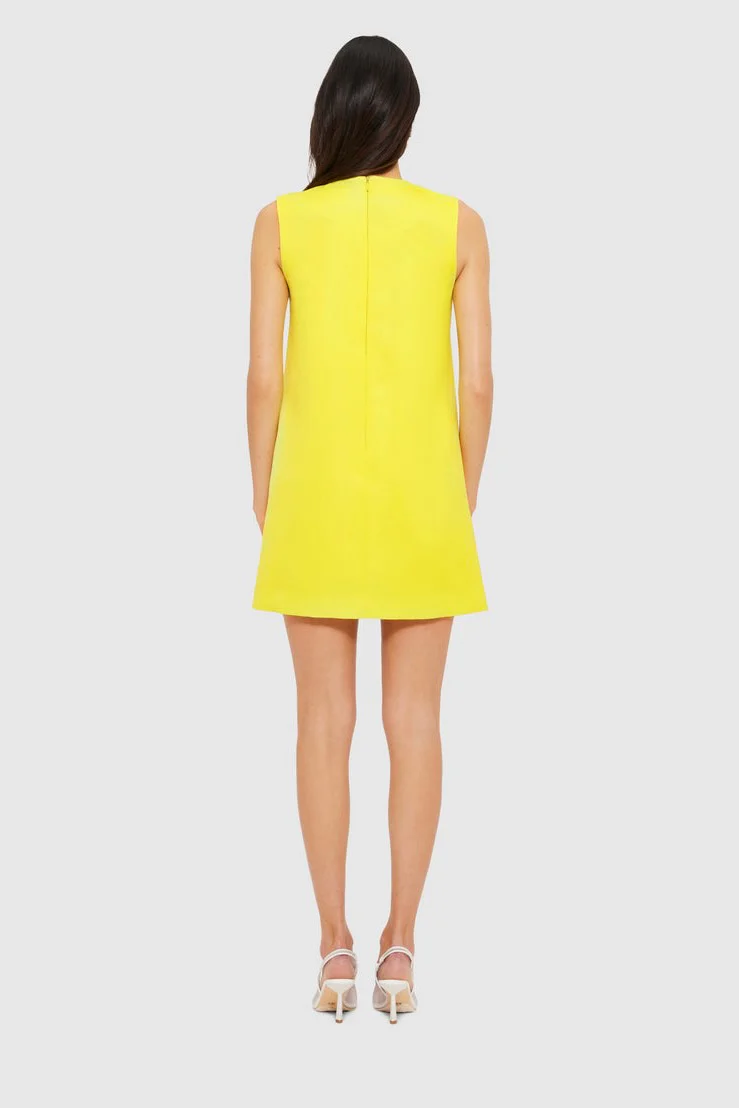 Leo Lin Yvonne Appliqué Floral Mini Dress - Iris Print in Yellow - Image 3