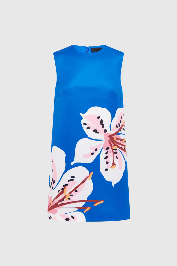 Leo Lin Yvonne Mini Dress - Lily Print in Cobalt - Image 8