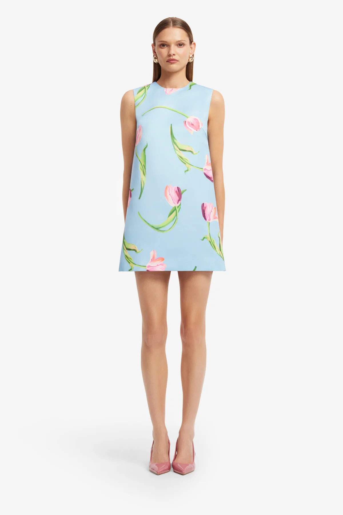 Leo Lin Yvonne Mini Dress - Tulip Print in Blue