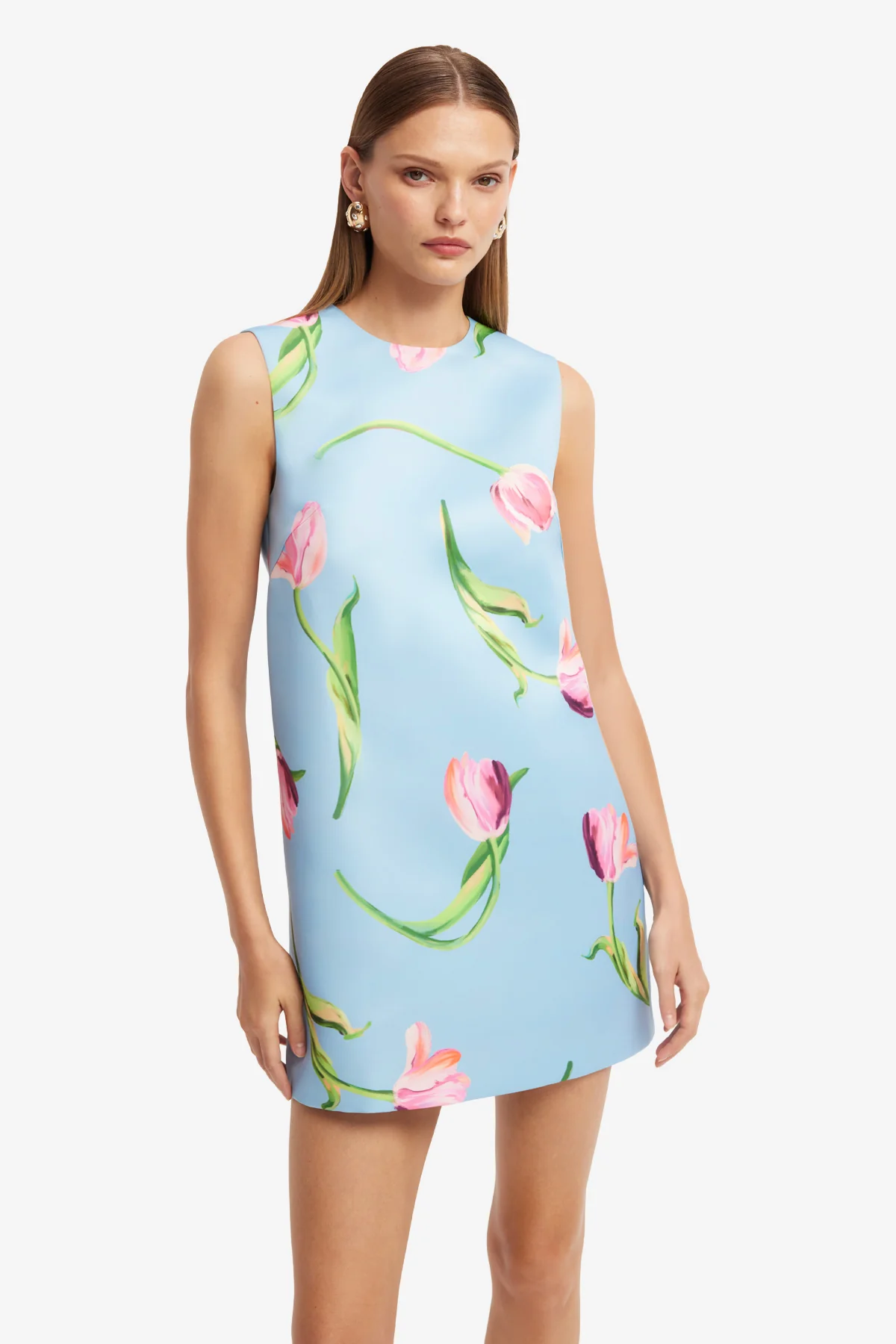 Leo Lin Yvonne Mini Dress - Tulip Print in Blue - Image 2