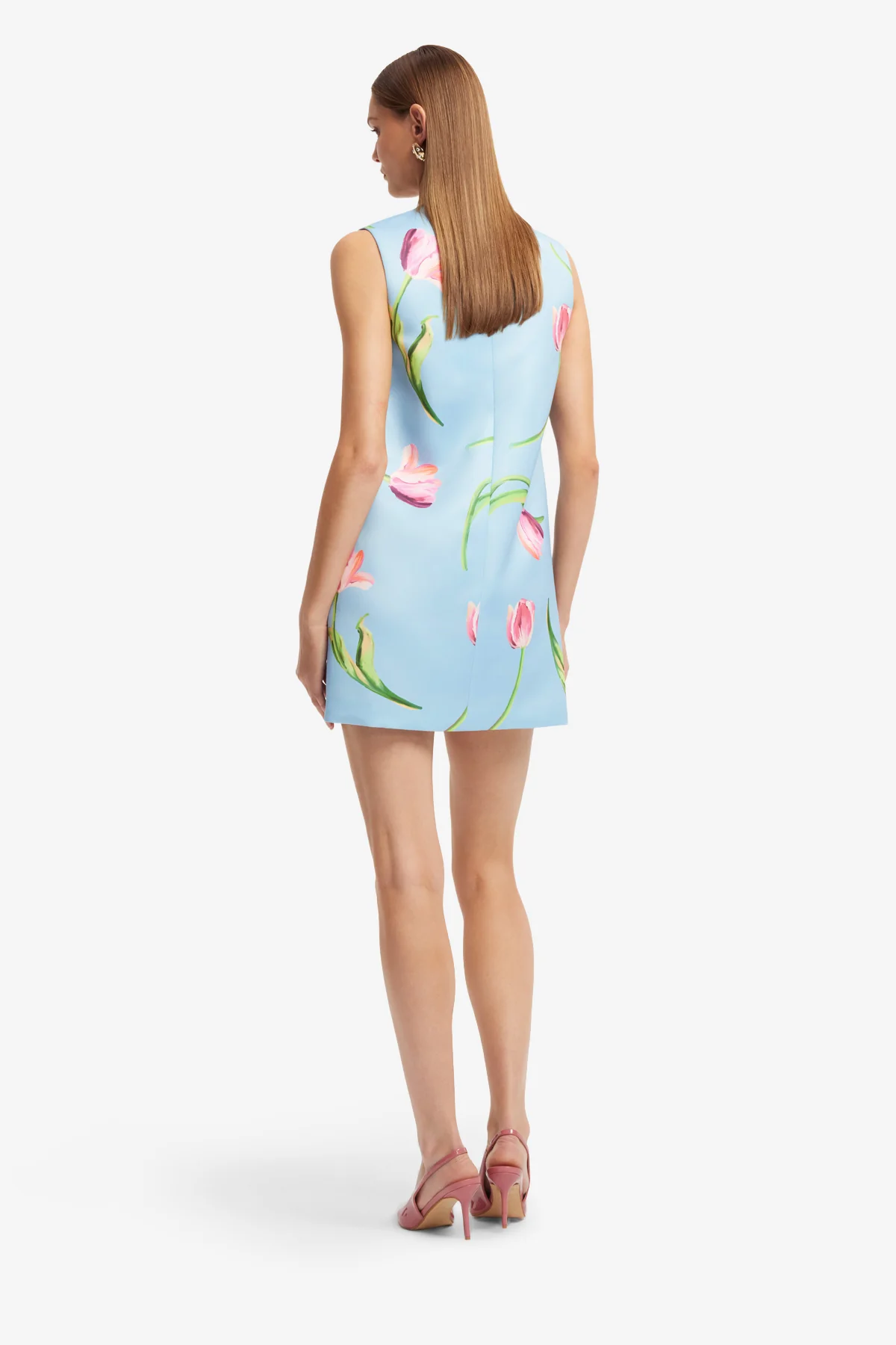 Leo Lin Yvonne Mini Dress - Tulip Print in Blue - Image 5