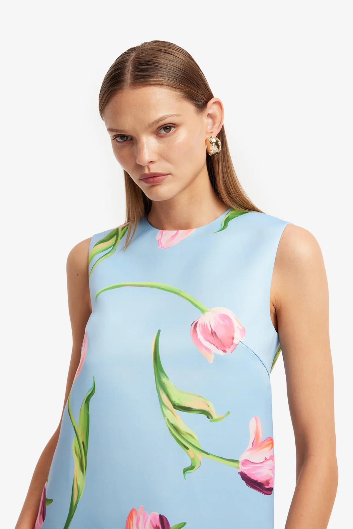 Leo Lin Yvonne Mini Dress - Tulip Print in Blue - Image 6