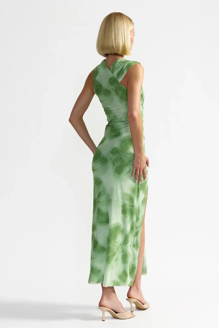 Lexi Henry Dress - Green Hibiscus Print - Image 4