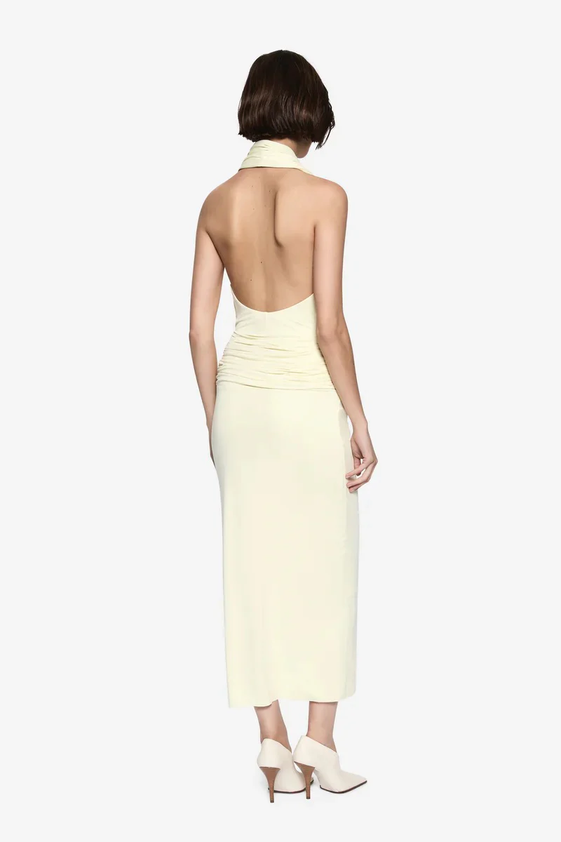 Misha Cabana Cupro Dress - Lemon - Image 3