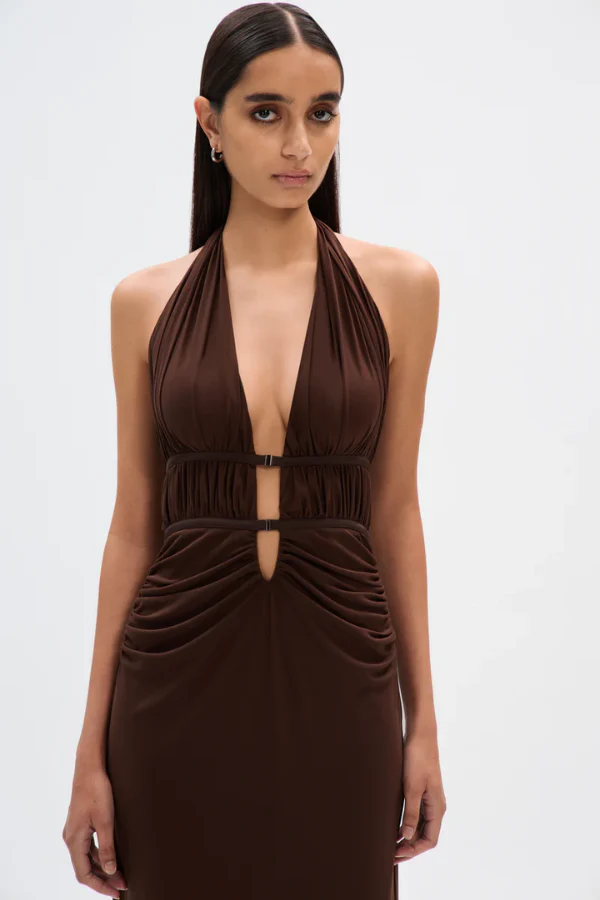 Misha Celine Mesh Dress - Espresso - Image 3