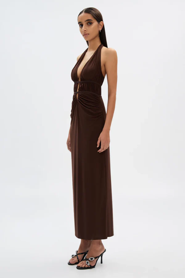 Misha Celine Mesh Dress - Espresso - Image 4