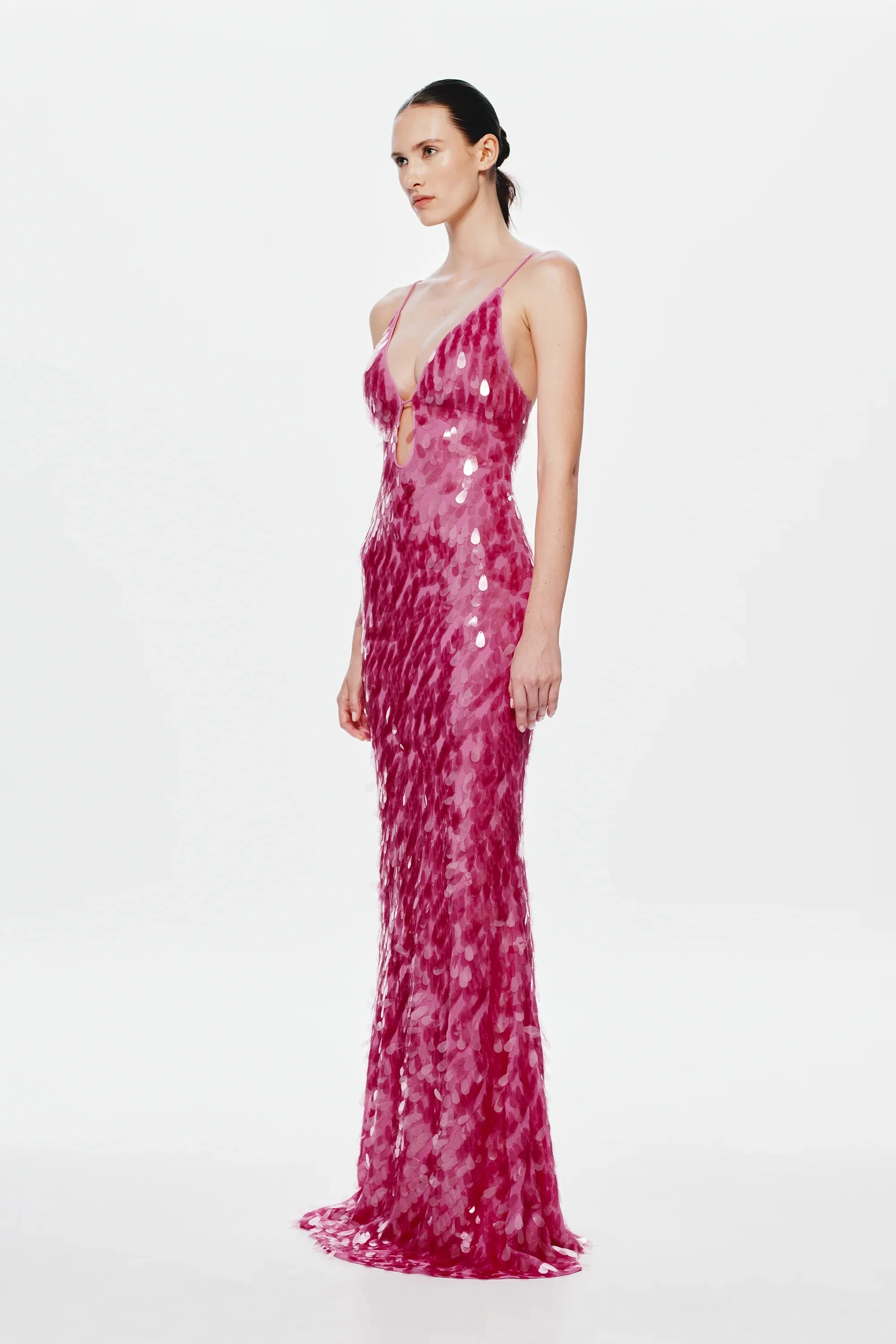 Misha Collection Sapphire Sequin Maxi Dress - Fuchsia - Image 2