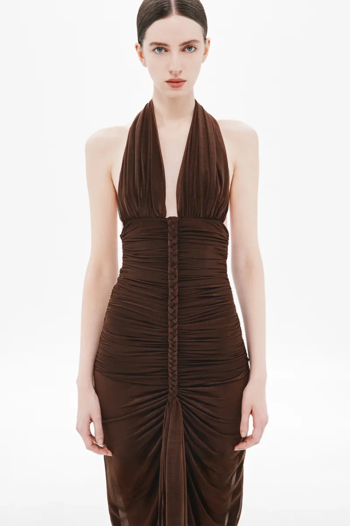 Misha Halsey Braided Dress- Chocolate - Image 3
