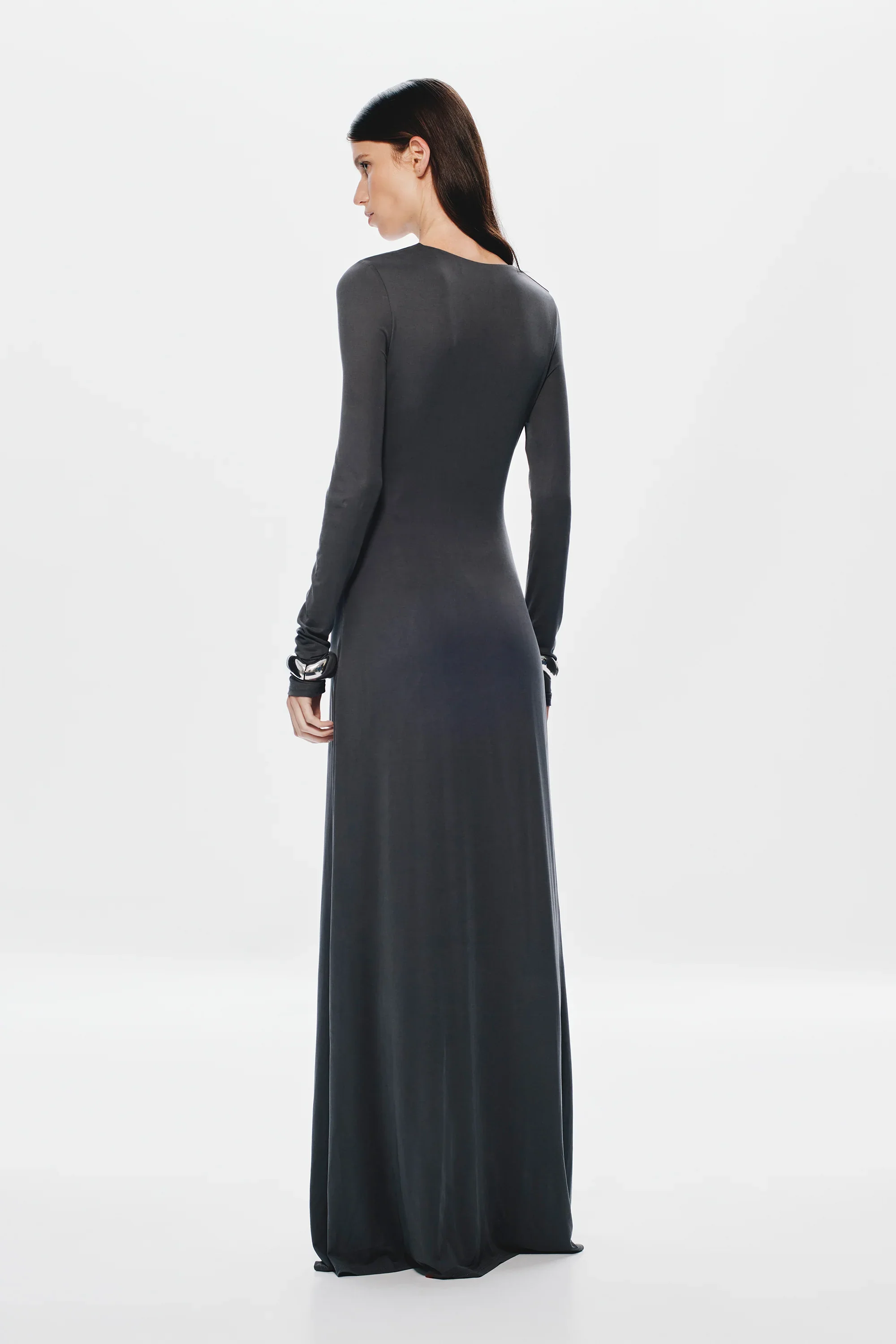 Misha Jennifer Cupro Long Sleeve Maxi Dress - Vulcan Grey - Image 4