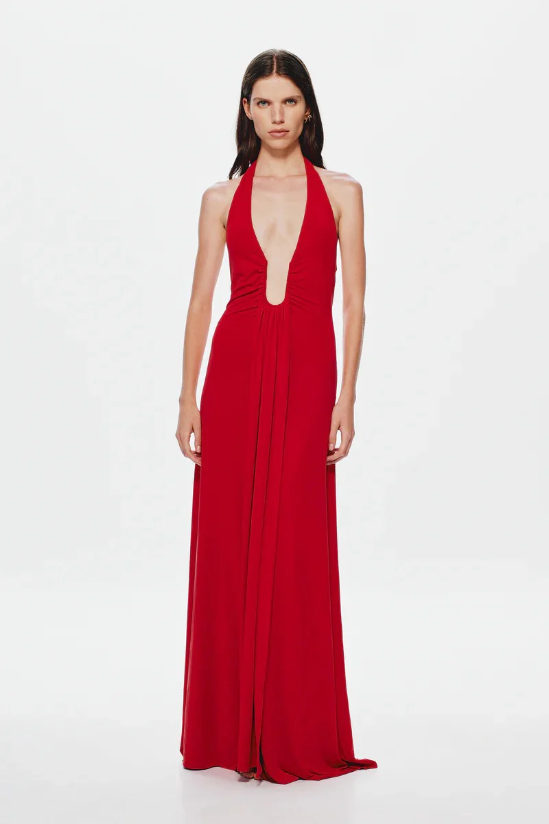 Misha Jennifer Cupro Maxi Dress - Cherry - Image 2