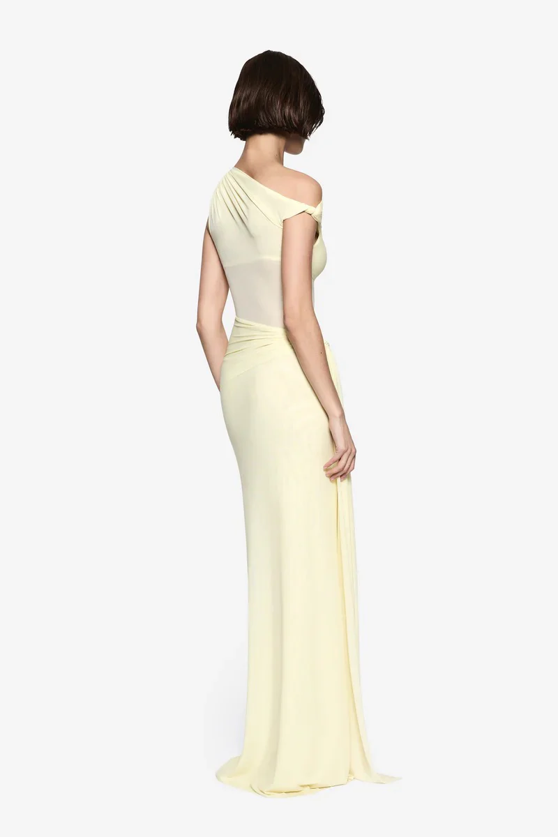 Misha Sisal Mesh Maxi Dress - Lemon - Image 3