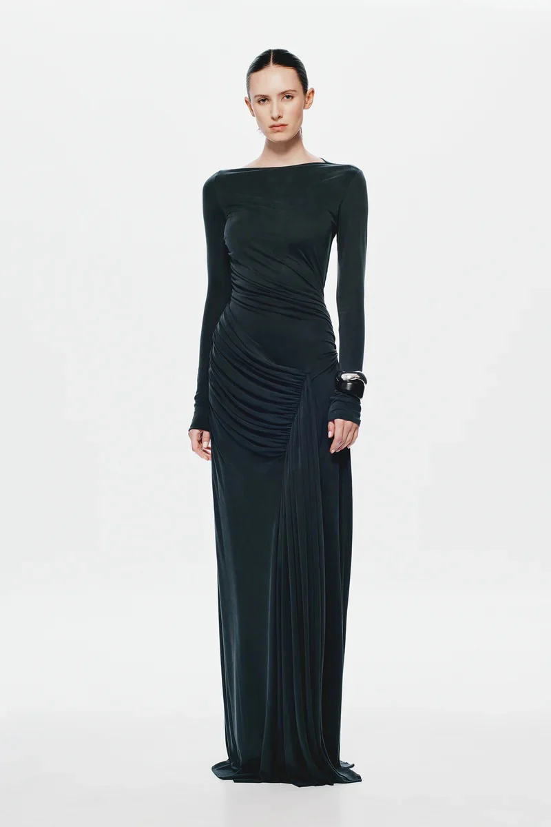 Misha Glacier Long Sleeve Dress - Black