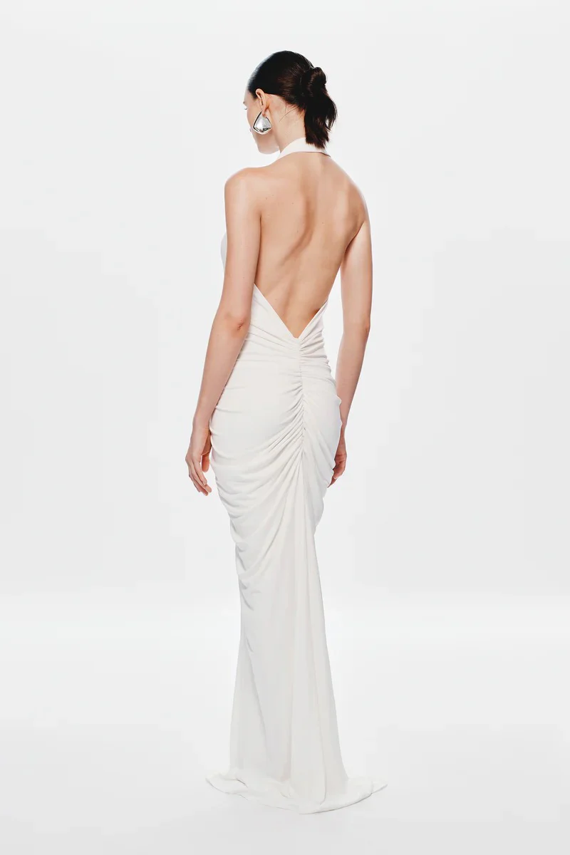 Misha Venus Gathered Cupro Dress - Ivory - Image 5