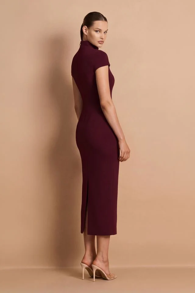 Nookie Dominique Midi Dress - Wine - Image 4