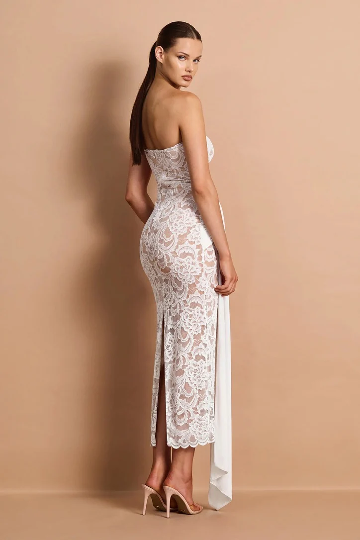 Nookie Ever After Strapless Midi Dress - Ivory - Image 2