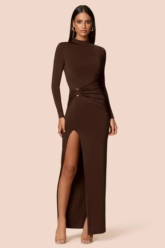 Nookie Kaia Long Sleeve Maxi Dress - Cocoa - Image 2