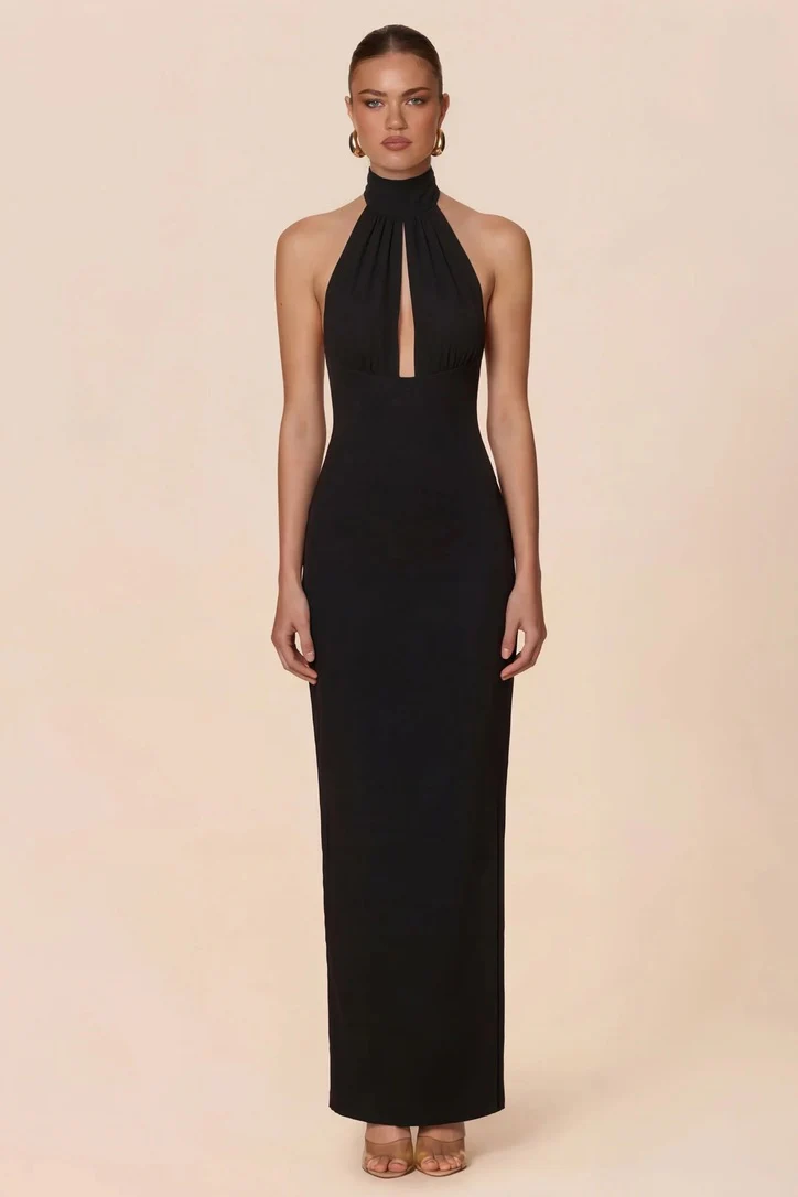 Nookie Martini Halter Gown - Black