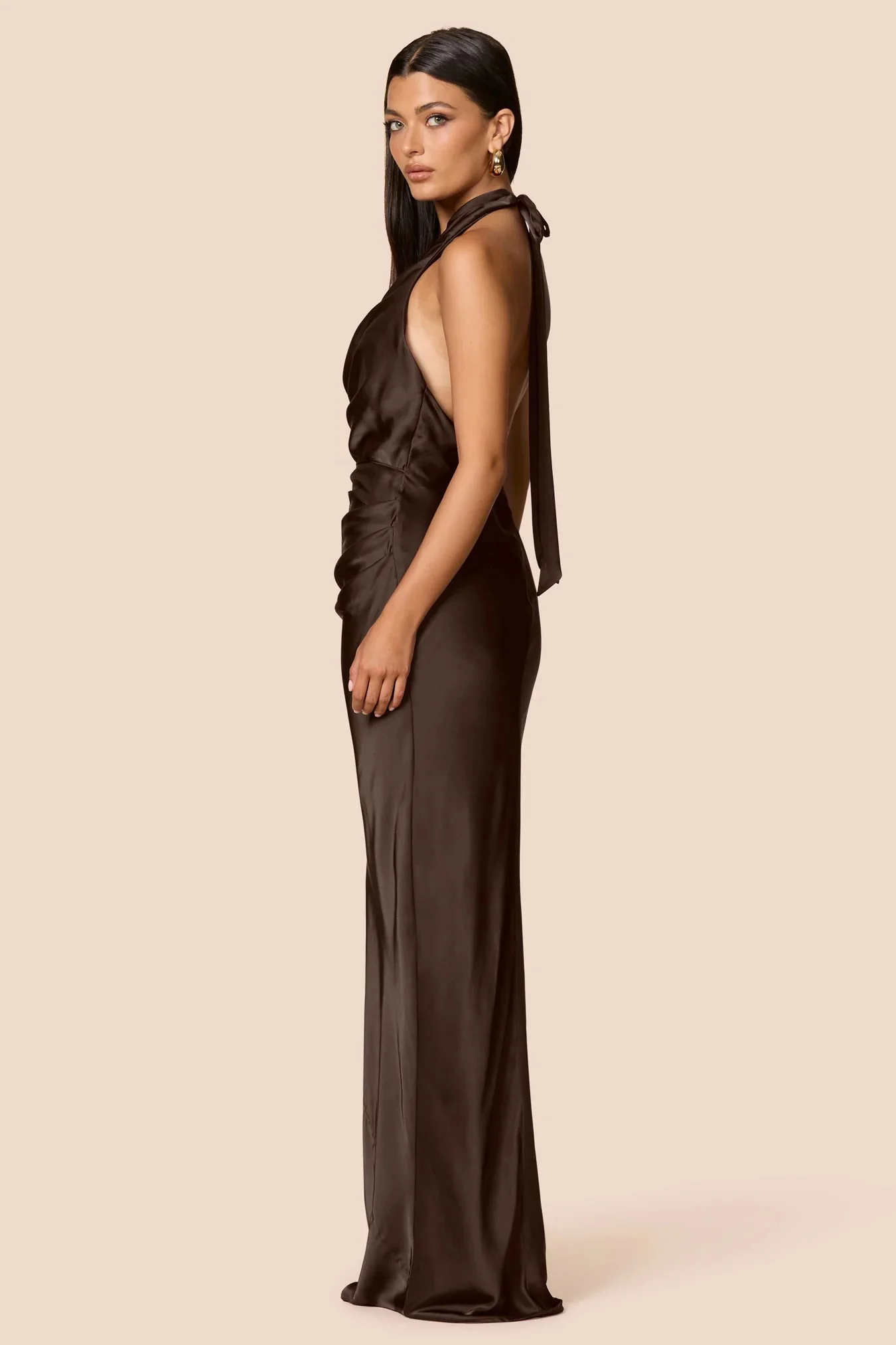 Nookie Penelope Drape Gown - Chocolate - Image 4