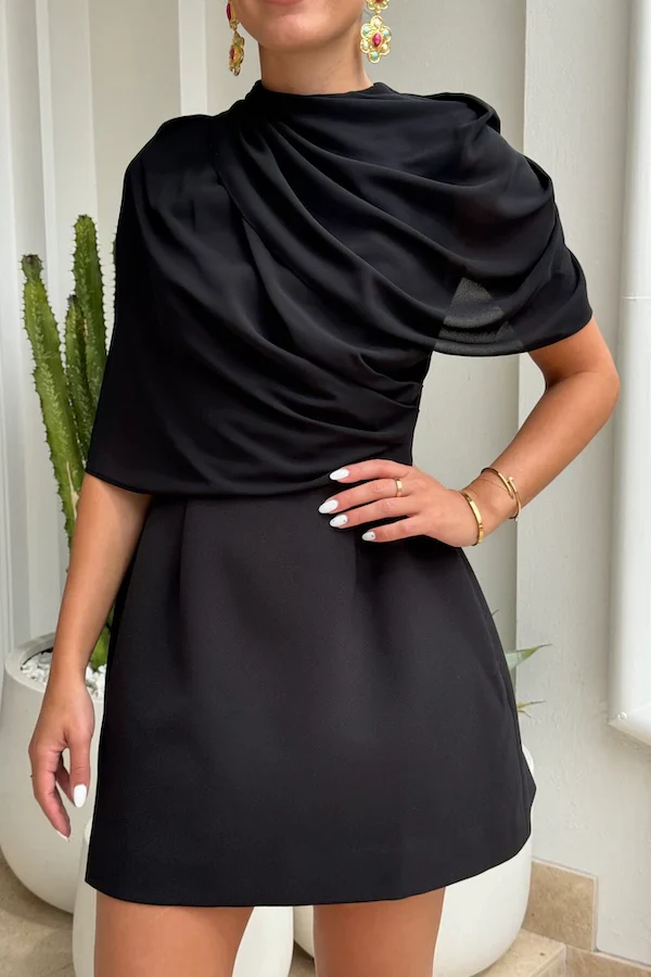 Odd Muse The Ultimate Muse Gathered Mini Dress - Black - Image 2