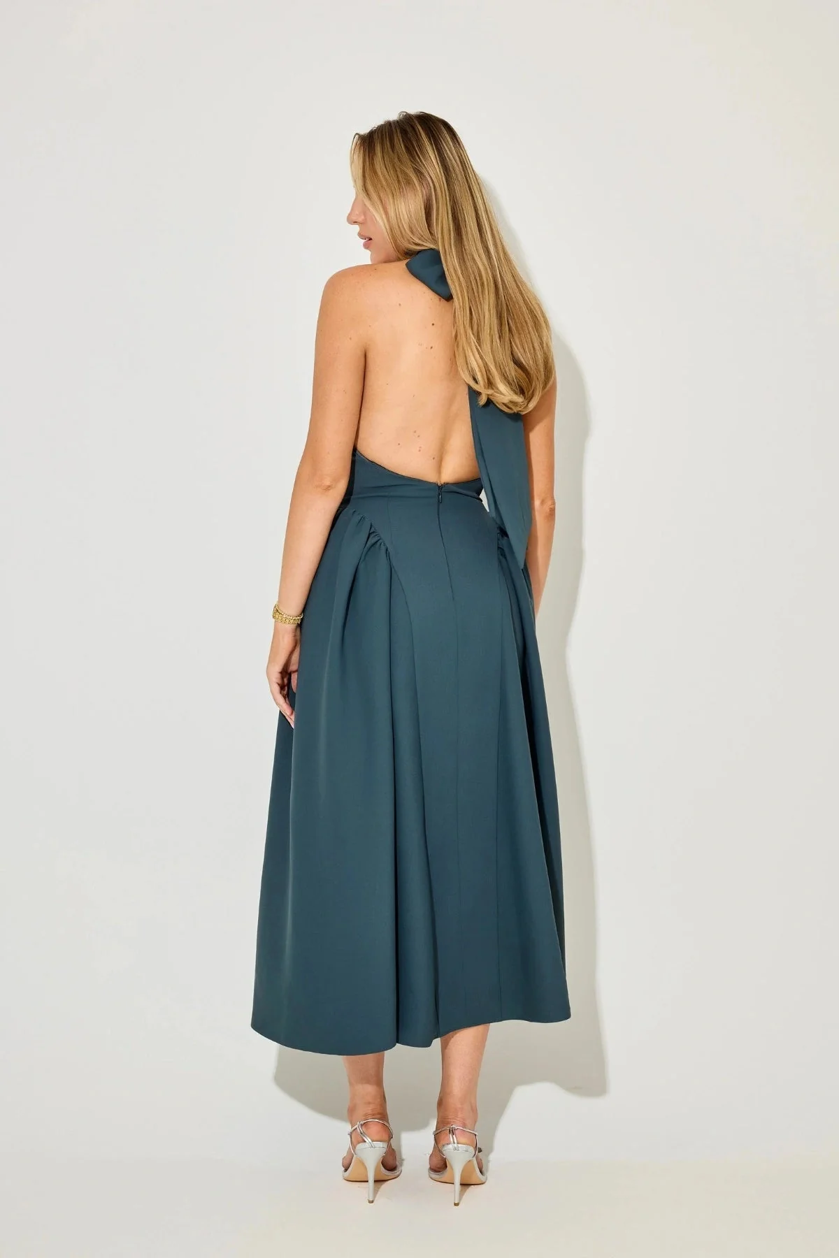 Odd Muse The Ultimate Muse High Neck Gathered Detail Midi Dress - Teal - Image 5