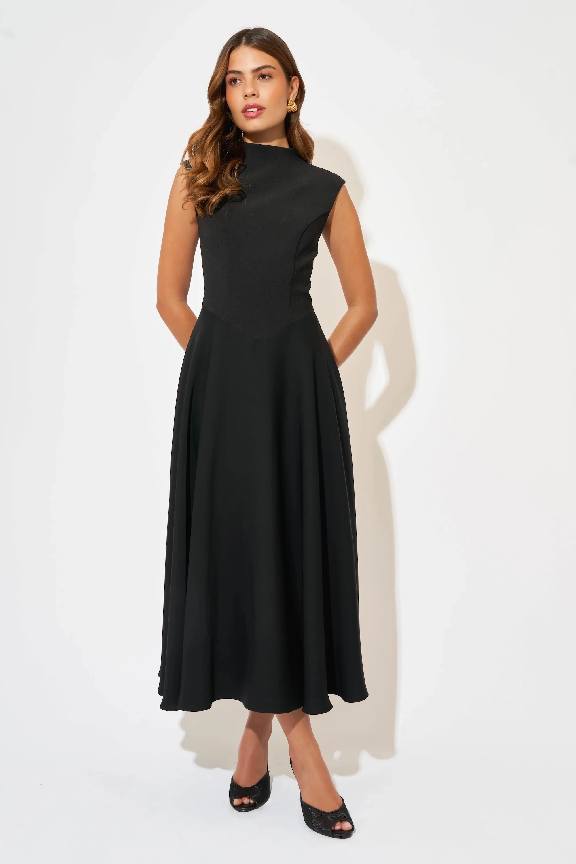Odd Muse The Ultimate Muse High Waist Sleeveless Midi Dress - Black - Image 2
