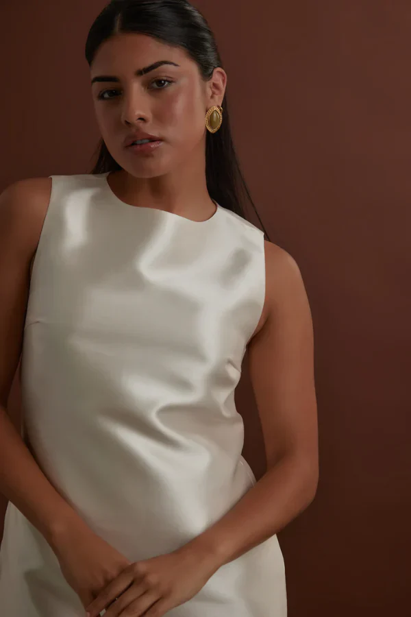 Odd Muse The Ultimate Muse Satin Shift Dress - Ivory - Image 5