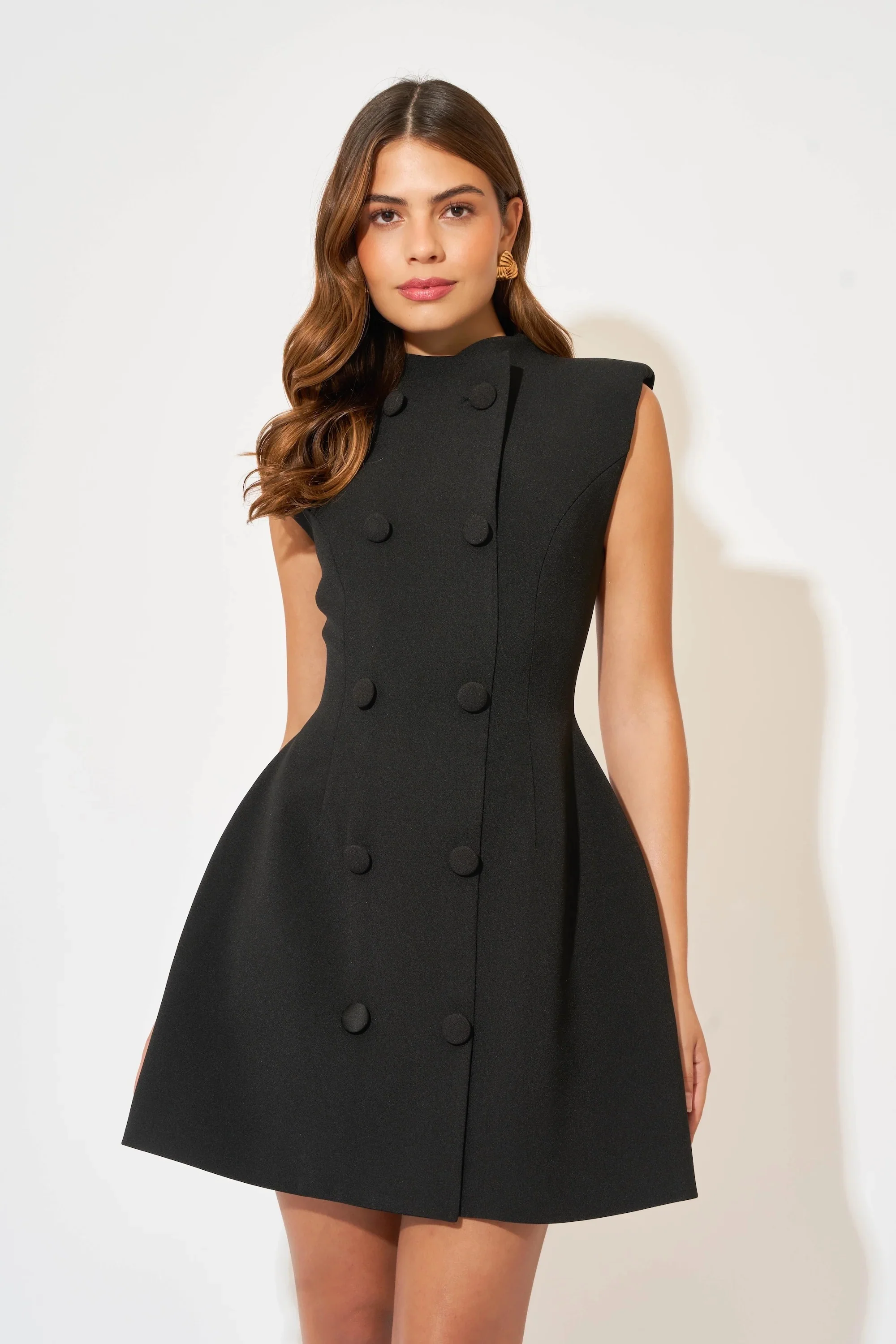 Odd Muse The Ultimate Muse Sleeveless Button Mini Dress - Black - Image 2