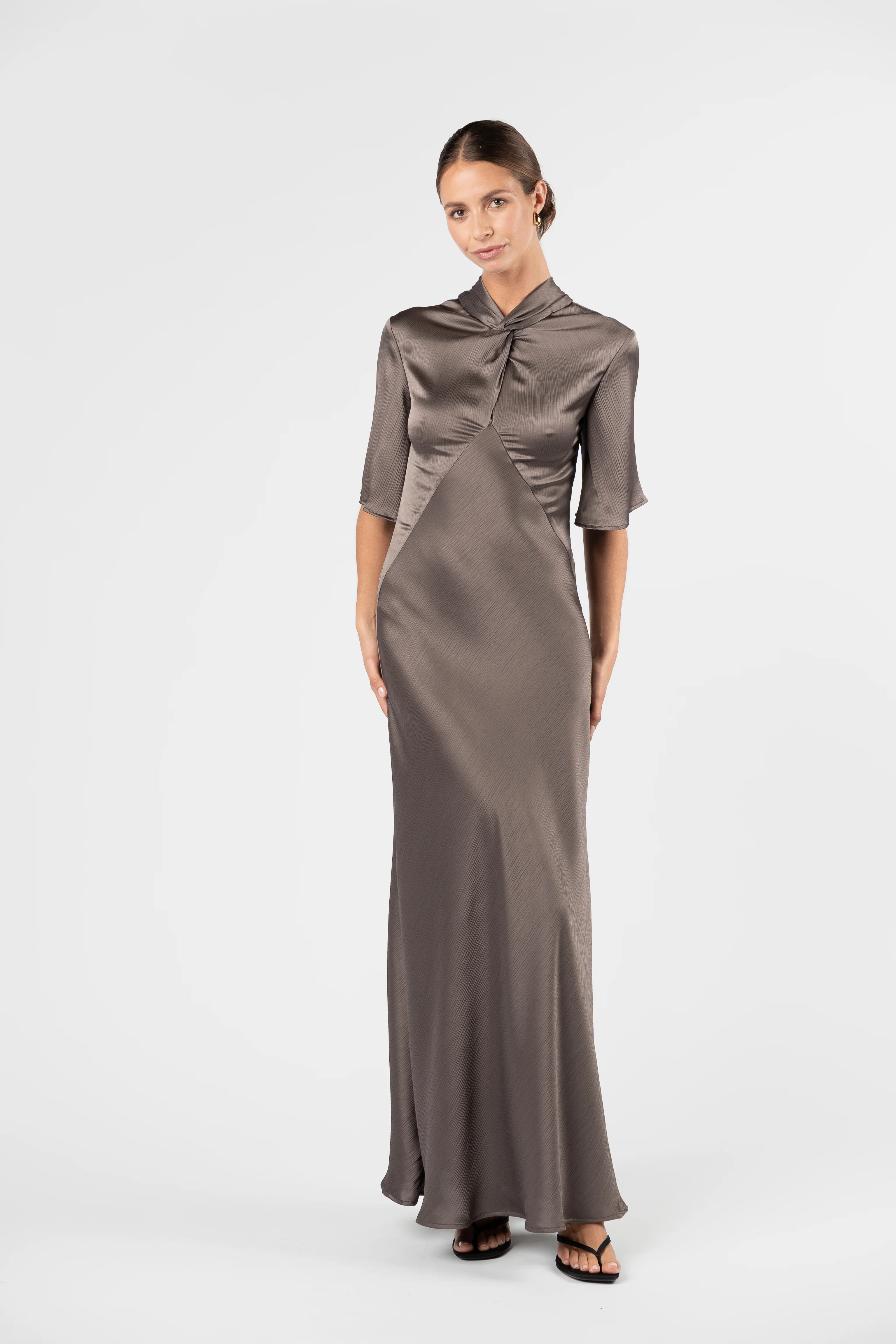 One Fell Swoop Claret Dress - Truffle - Image 2