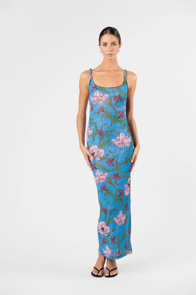 One Fell Swoop Torto Tank Dress - Cobalt Fleur - Image 2