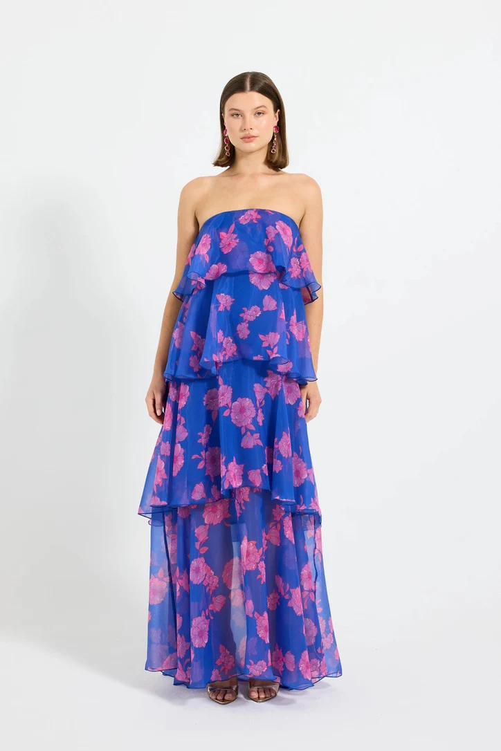 Pasduchas Esme Tiered Maxi Cobalt - Floral
