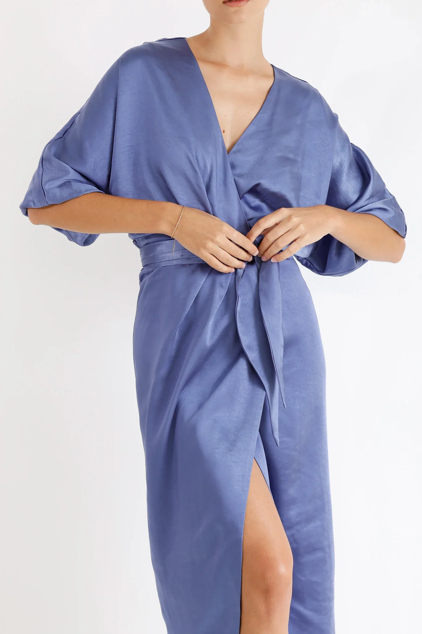 Pasduchas First Light Wrap Midi Dress - Cornflour - Image 3