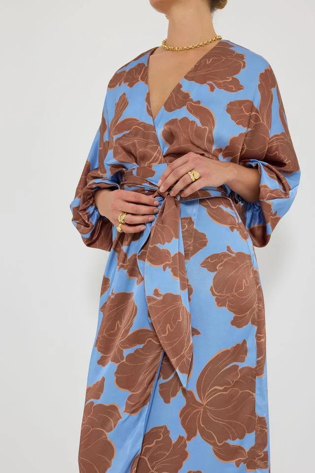 Pasduchas Lucent Wrap Midi Dress - Choc Ocean - Image 3