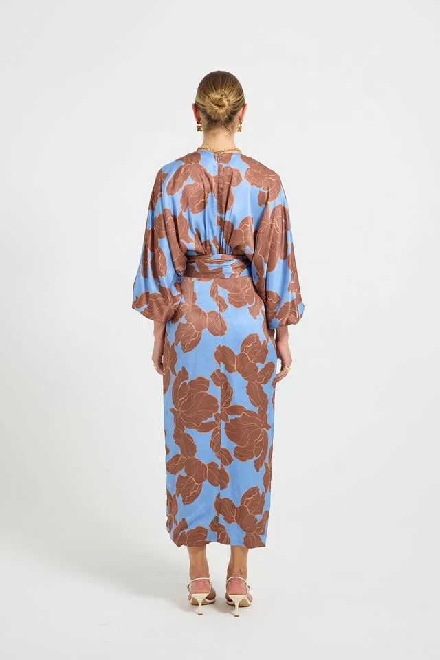 Pasduchas Lucent Wrap Midi Dress - Choc Ocean - Image 4