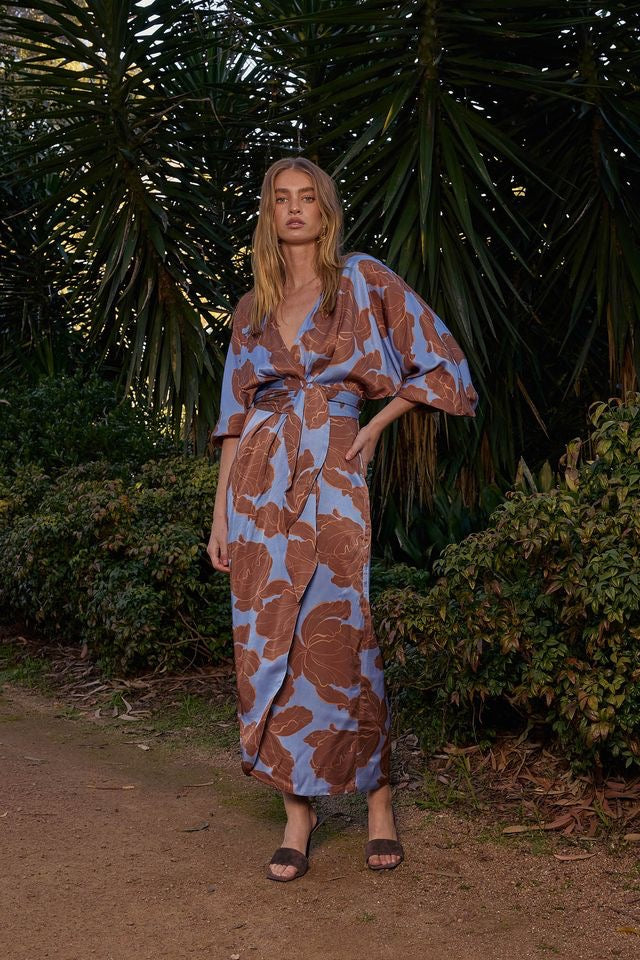 Pasduchas Lucent Wrap Midi Dress - Choc Ocean - Image 5