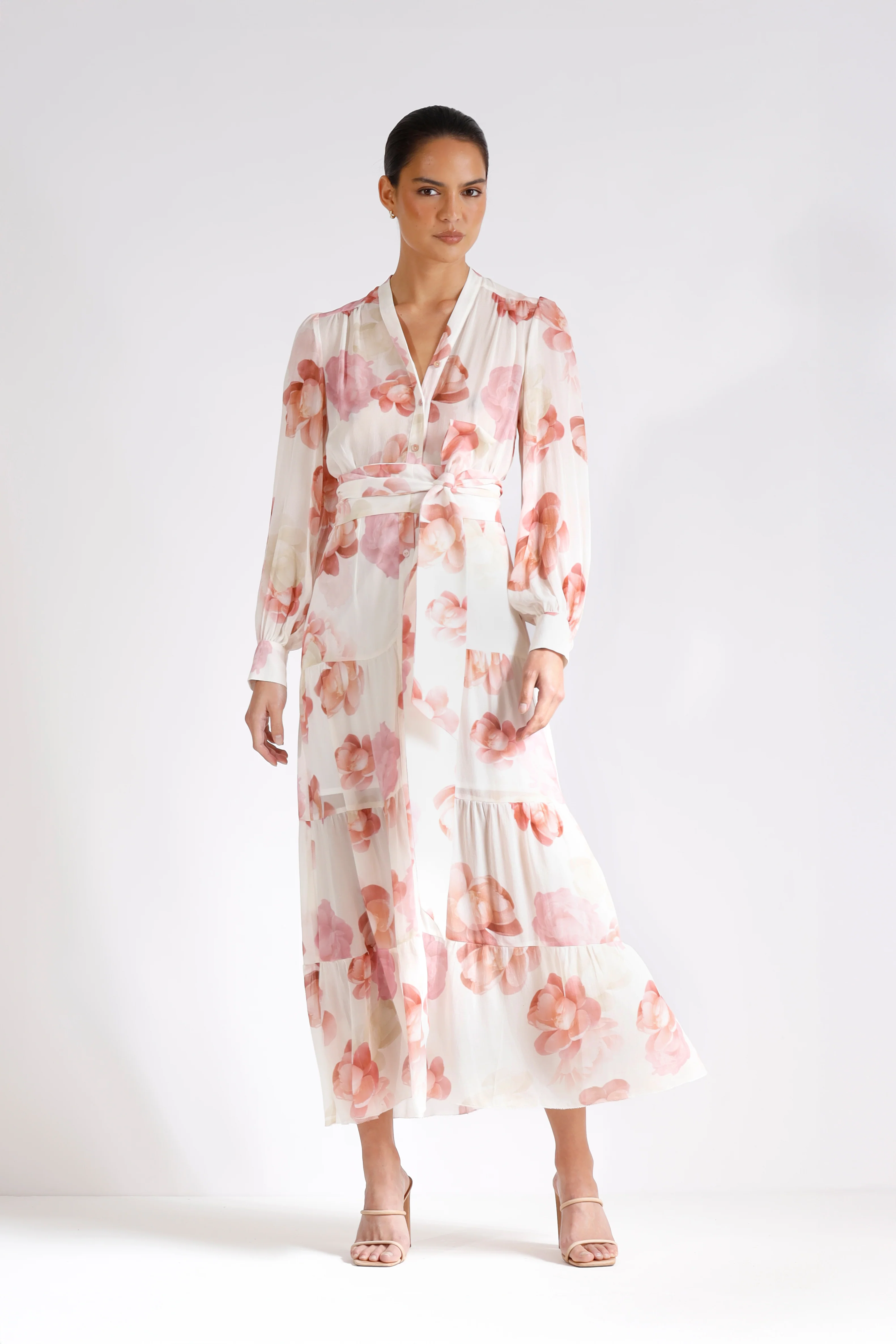 Pasduchas Memoirs Shirt Midi Dress - Pink Floral - Image 3