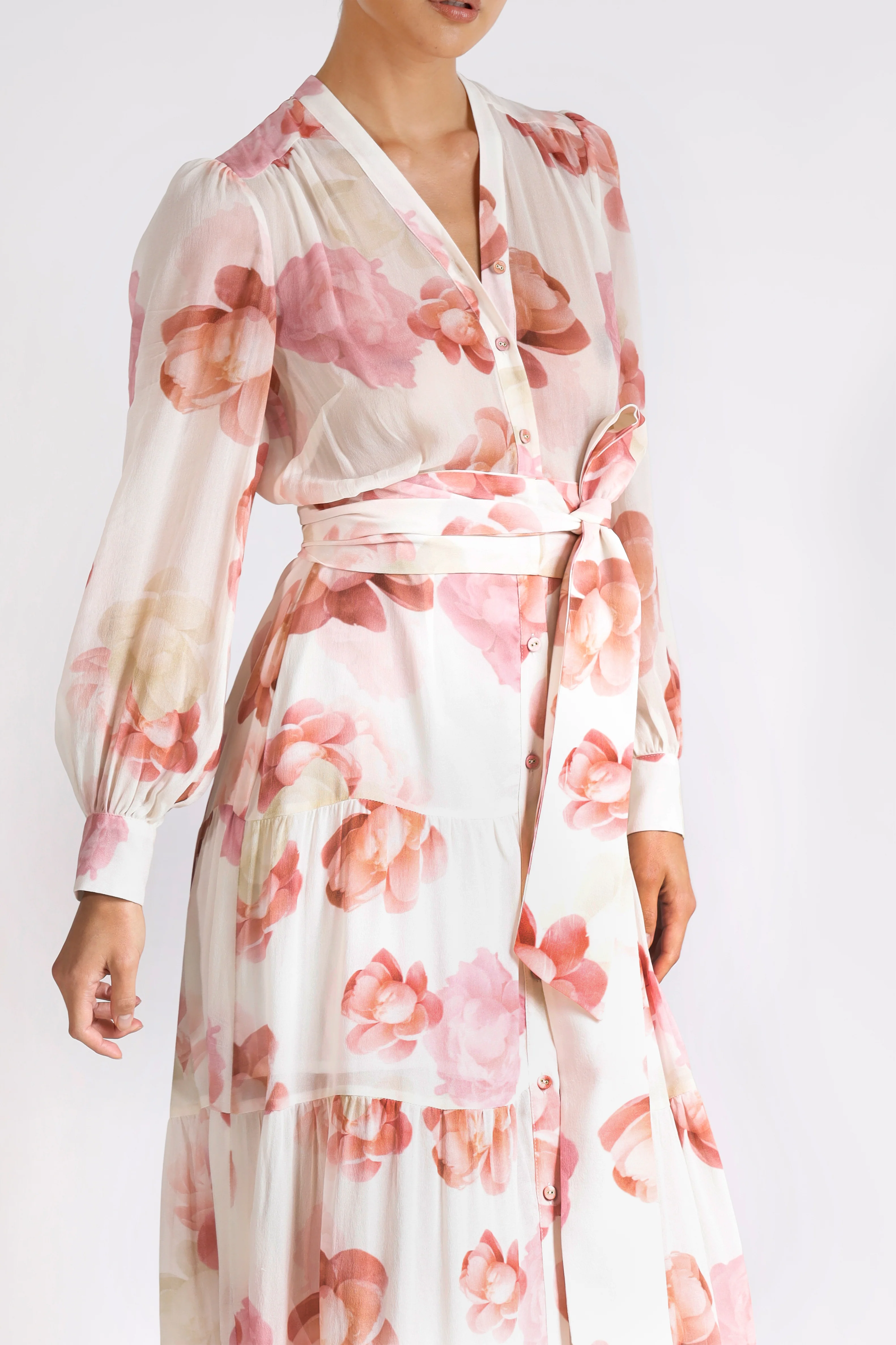 Pasduchas Memoirs Shirt Midi Dress - Pink Floral - Image 5