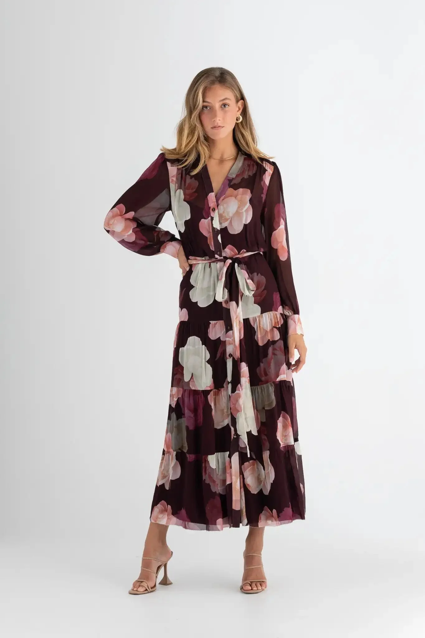 Pasduchas Memoirs Shirt Midi Dress - Dark Cherry