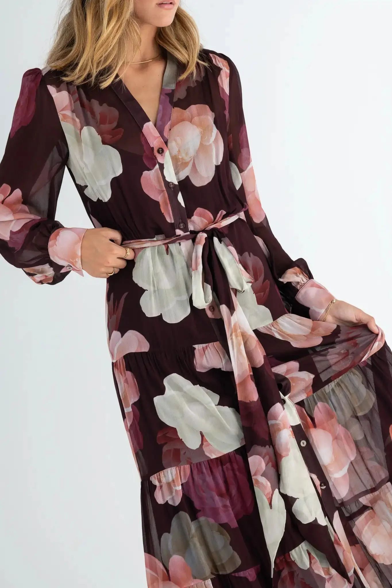 Pasduchas Memoirs Shirt Midi Dress - Dark Cherry - Image 2