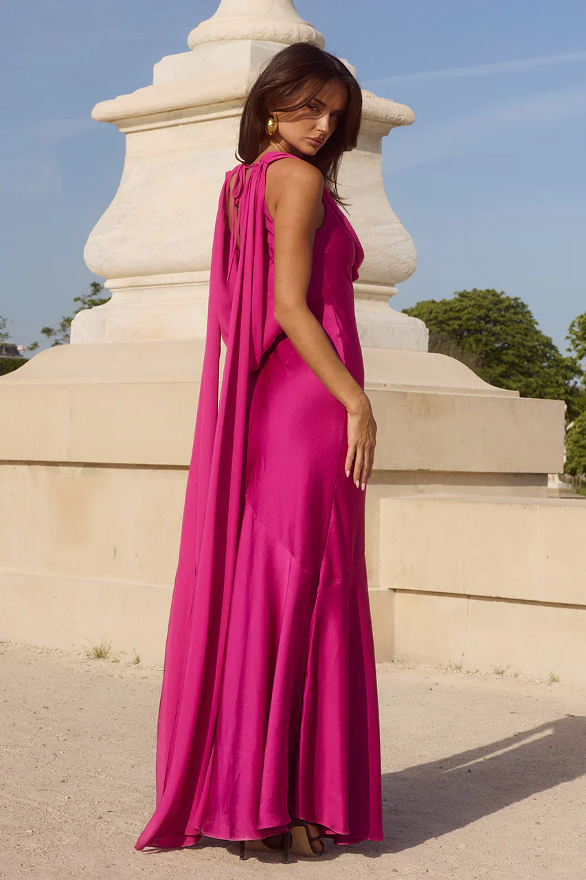 Runaway the Label Gabriella Cowl Maxi Dress - Fuchsia - Image 3