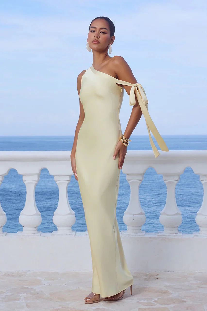 Runaway the Label Viola One Shoulder Dress - Butter Milk - Image 2