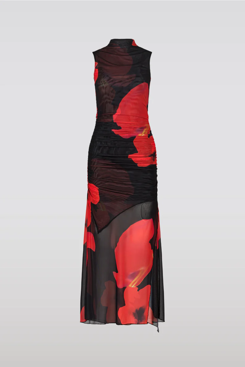 Saemdi Floral Printed Mesh Dress - Black Multi - Image 3