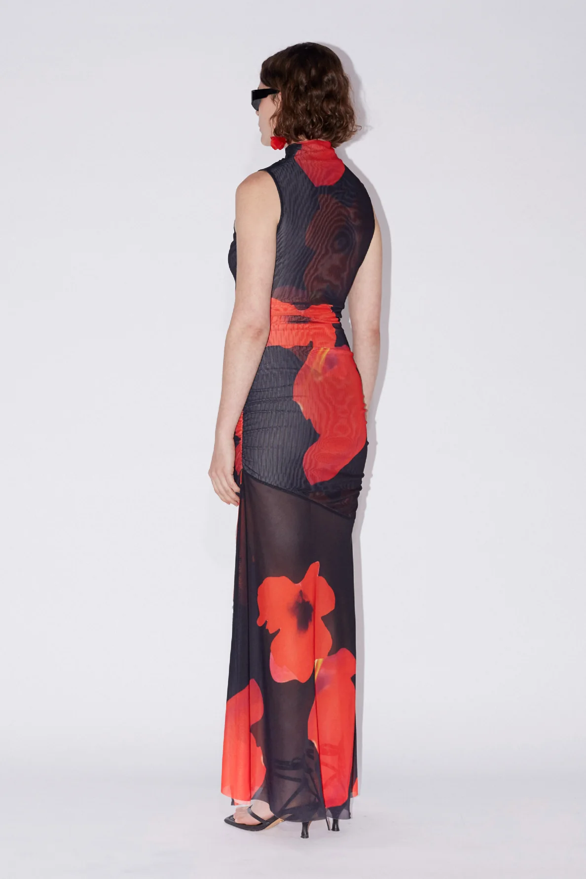 Saemdi Floral Printed Mesh Dress - Black Multi - Image 5