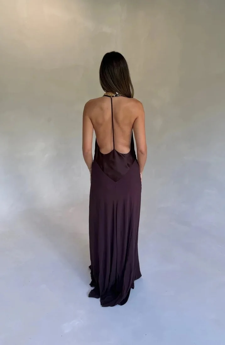 Sneaky Link Jaz V Neck Maxi Dress - Chocolate - Image 7