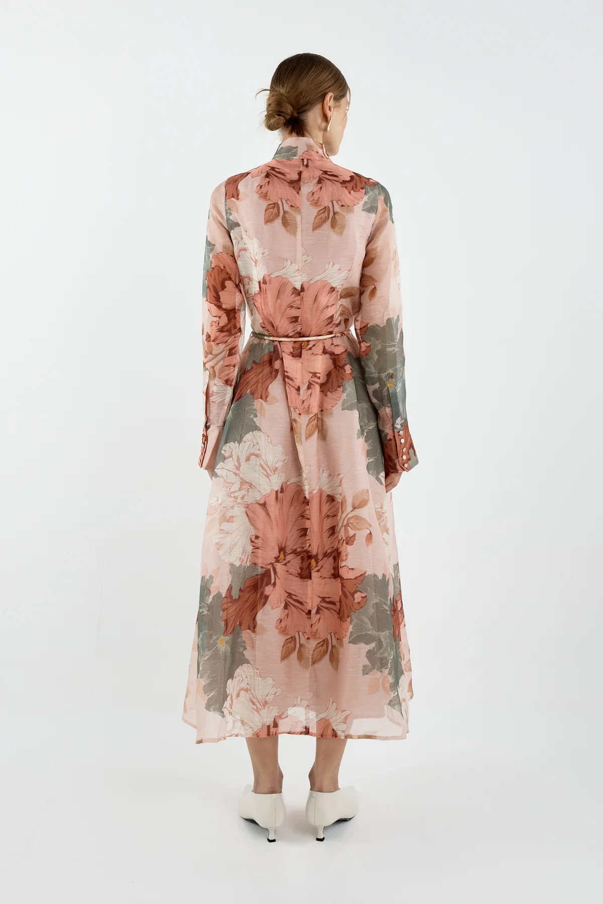 Sofia Irina Iris Bell Sleeve Shirt Dress - Pink Green Floral - Image 2