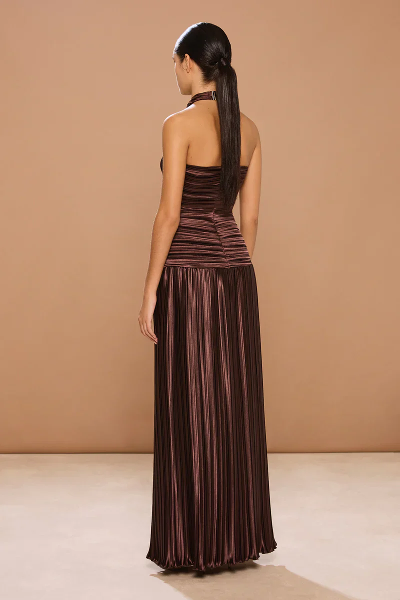 Sonya Ariana Plissé Dress - Chestnut - Image 2