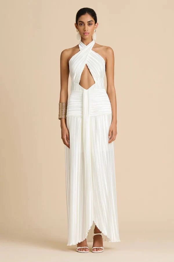 Sonya Ariana Plissé Dress - Off White