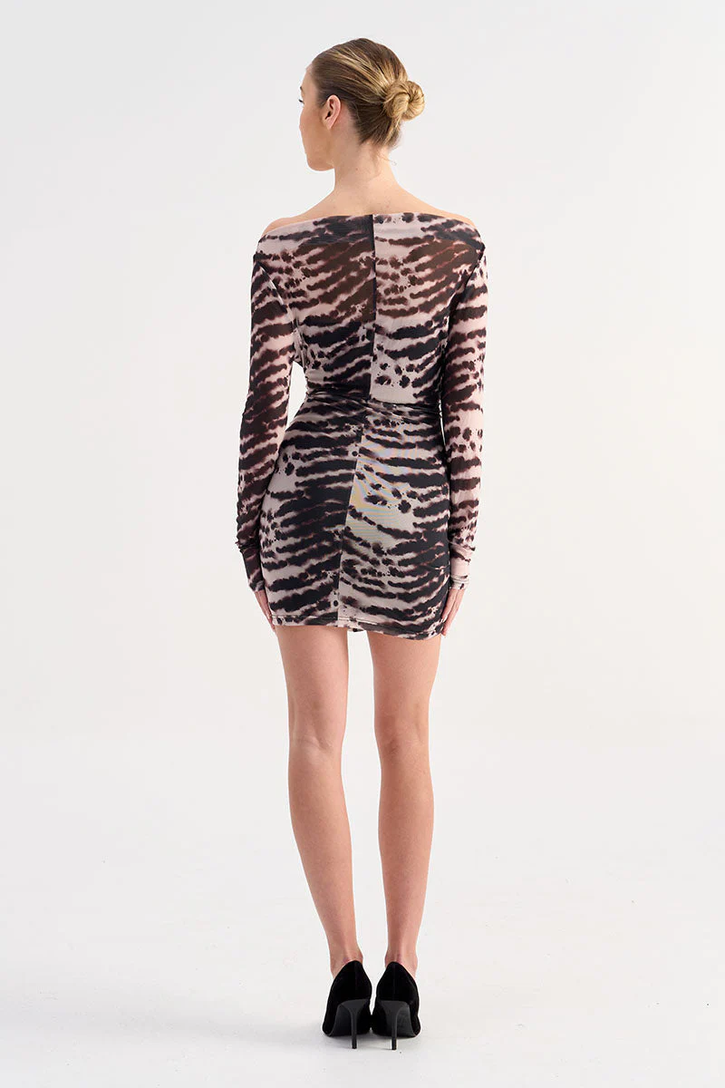 Suboo Alexis Long Sleeve Mini Dress - Animal - Image 3