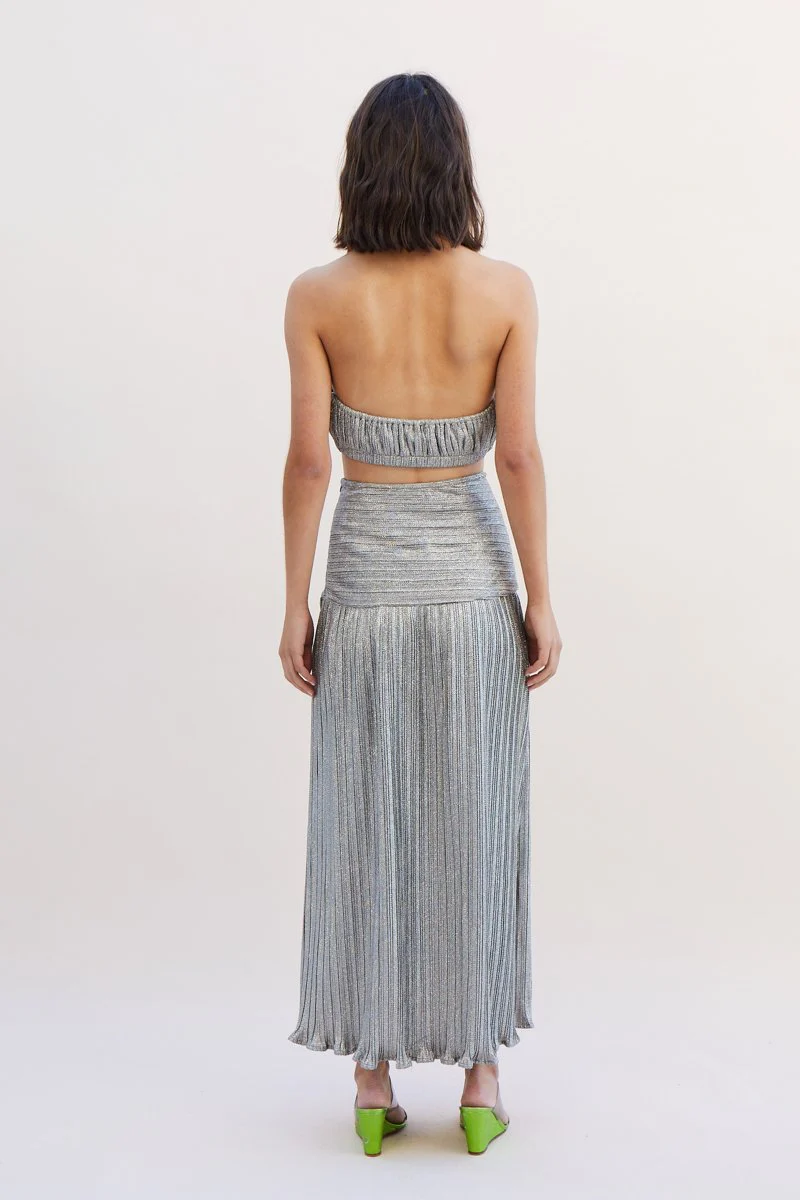 Suboo Ana Halter Wrap Crop Top - Silver - Image 5