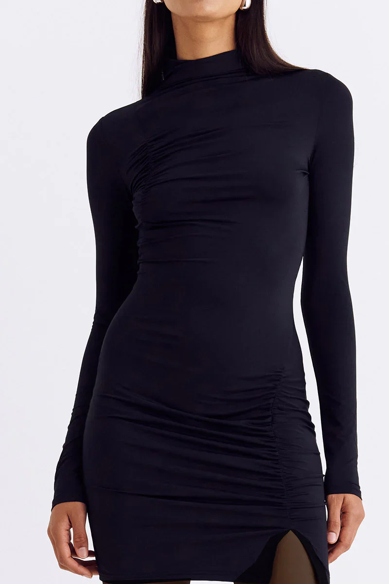 Suboo Auguste Funnel Neck Mini Dress - Black - Image 3