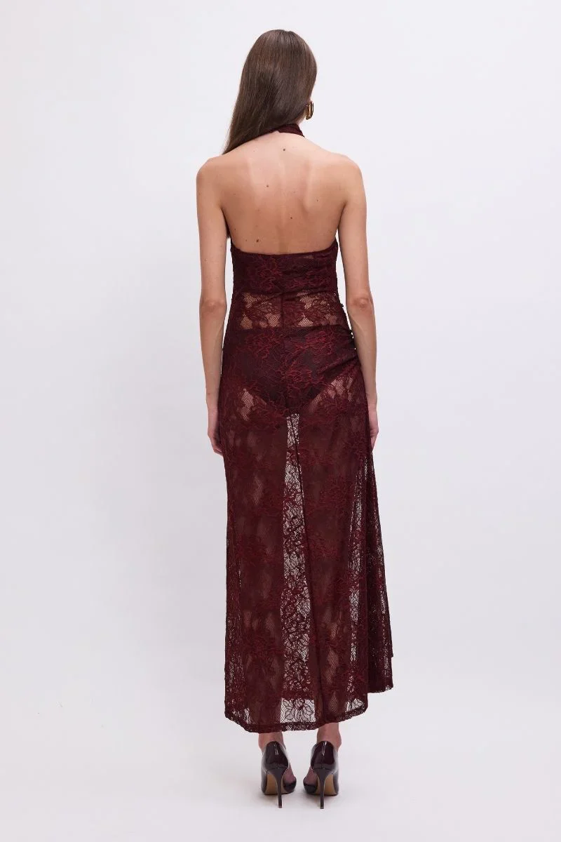 Suboo Gordana Halter Neck Maxi Dress - Bordeaux - Image 3